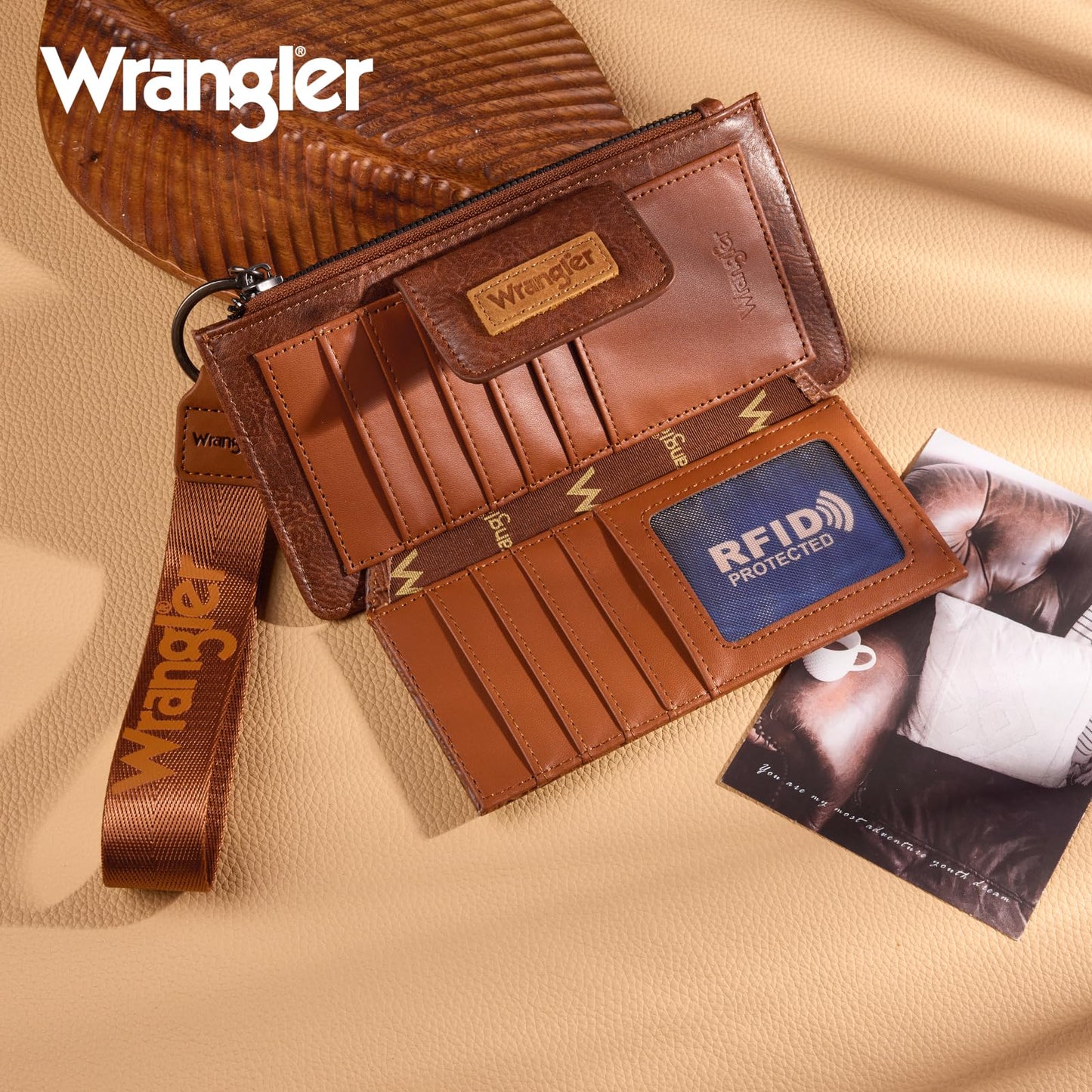 X Wrangler Wallets for Women Wristlet Bifold Wallet Ladies Tooling RFID Blocking Wallets with Zipper Pocket