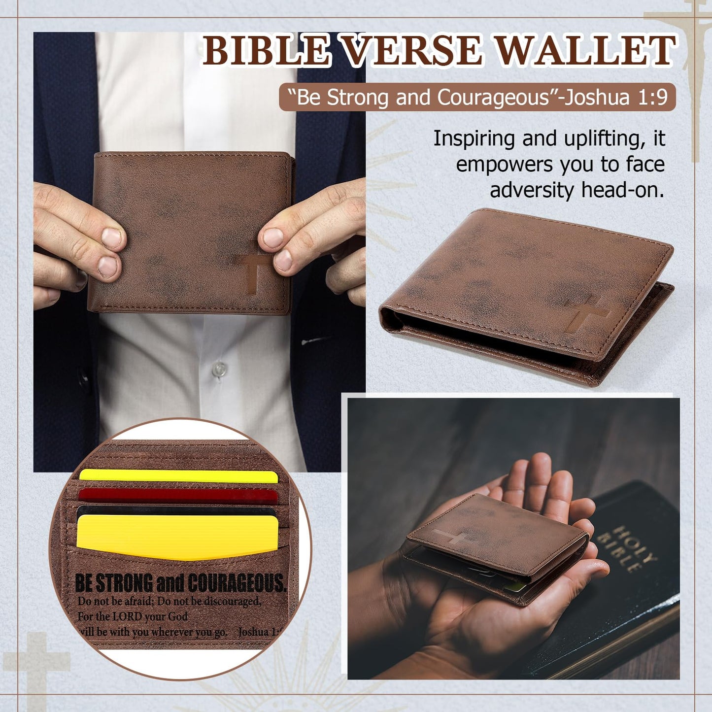 Sadnyy Mens Wallet USA Flag Bifold Wallet, Engraved Genuine Leather and Bifold with RFID Blocking, 10 Card Slots and Black Gift Box, Vintage Ambossed American Flag, Unique Presents for Husband