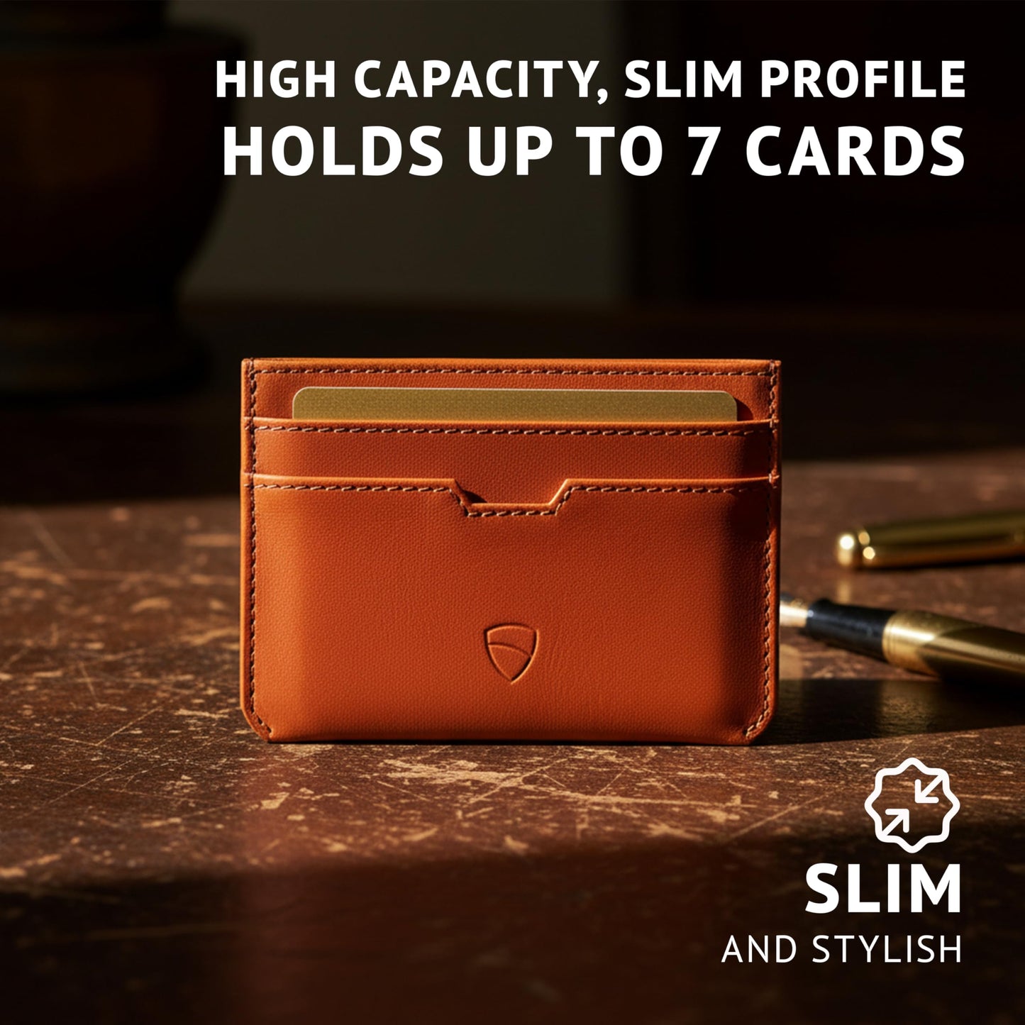 Vaultskin MOORGATE Slim Card Holder – Minimalist Leather Wallet with RFID Blocking, Front Pocket Credit Card Case for Men & Women (Chestnut Brown)