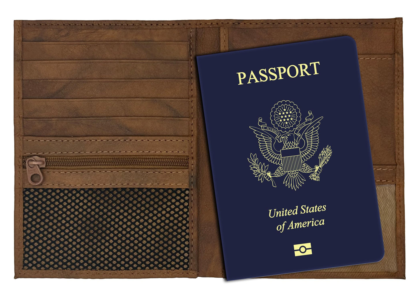 Antique Saddle RFID Genuine Leather Passport Wallet
