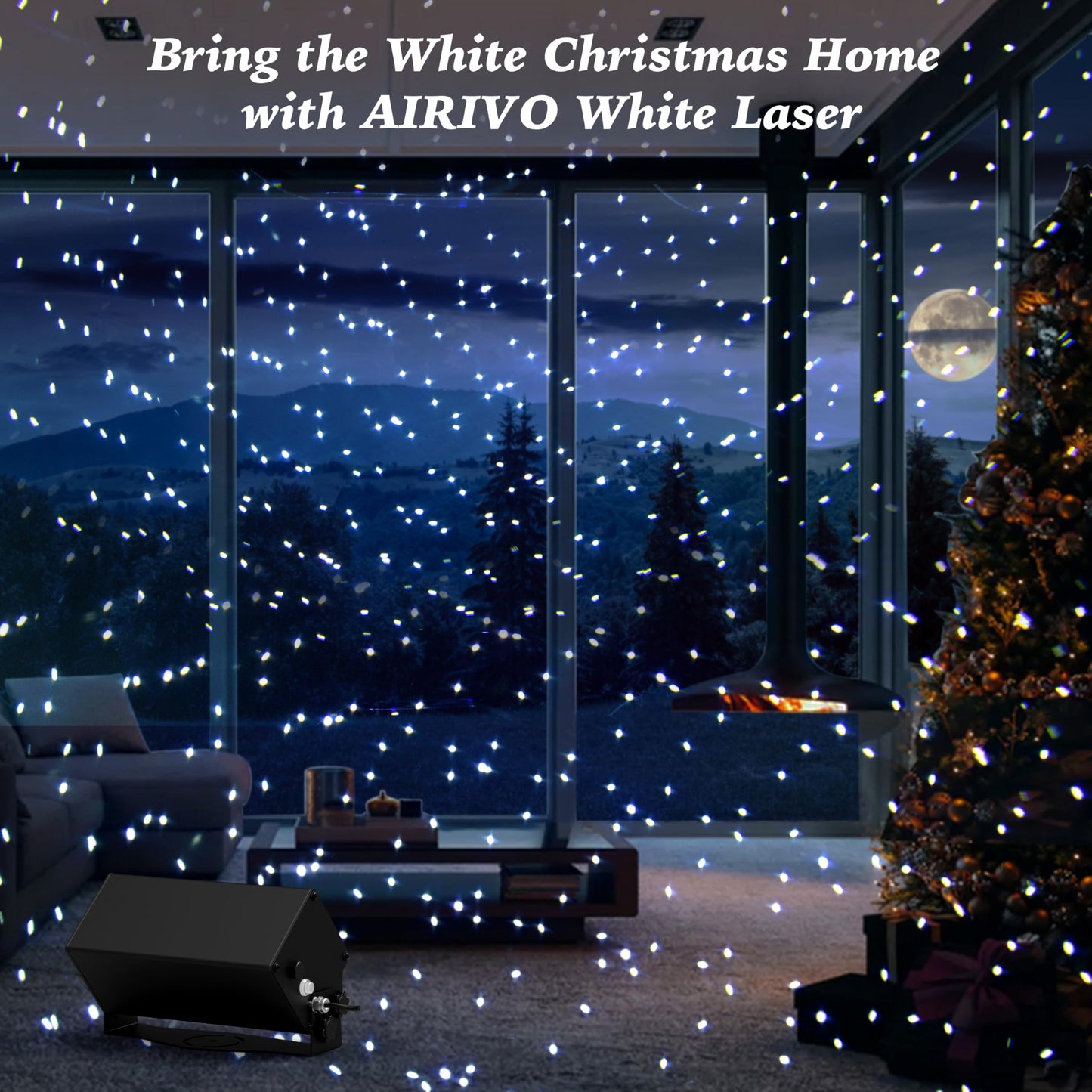 AIRIVO Outdoor Laser Lights Projector, White Laser Fairy Lights Projector, Christmas Snowflake Projector 3 Lighting Modes with Remote Control,Holiday Halloween Decor for Home,Garden, Trees,White Laser