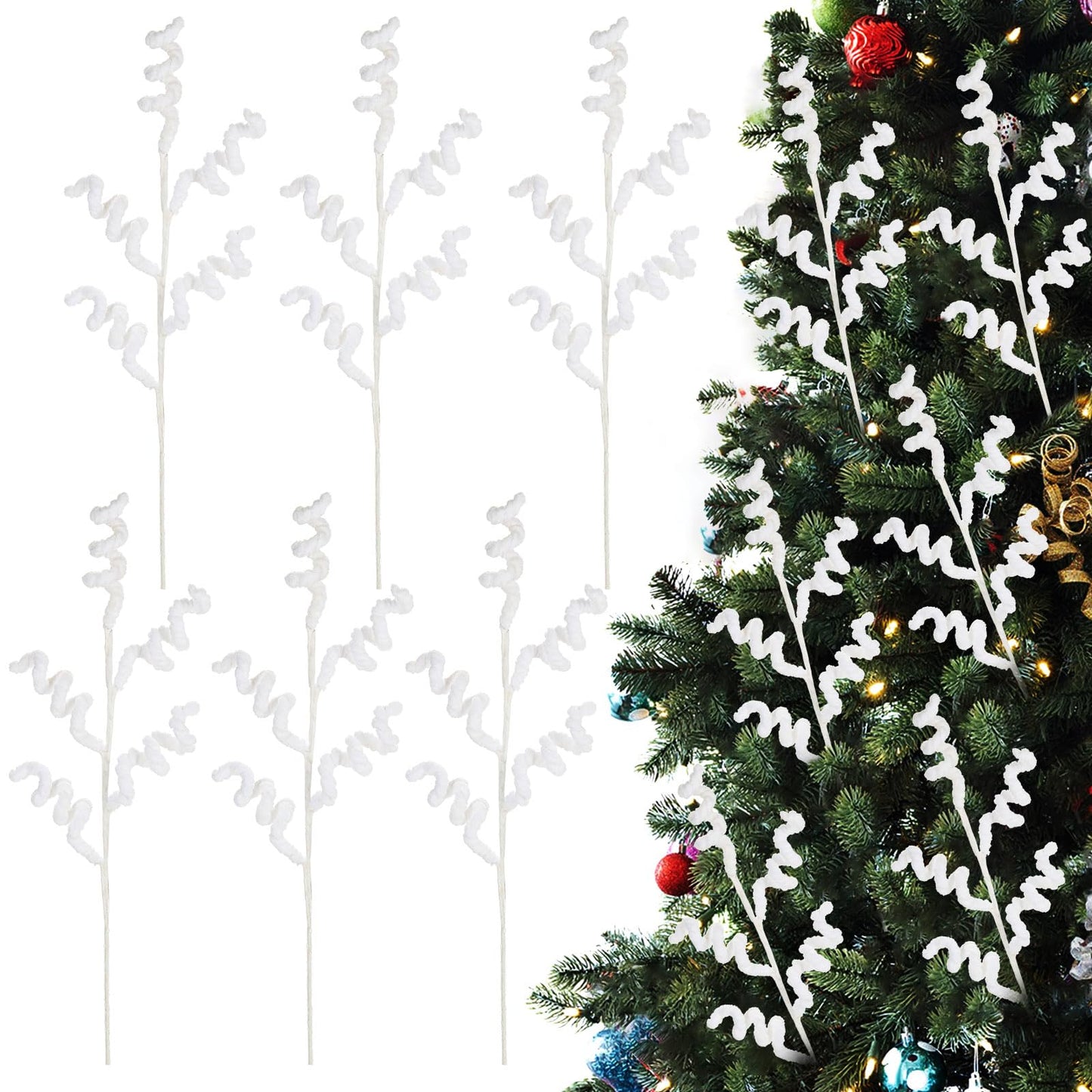 Briful 6 Pack Candy Cane Christmas Picks Spray, 17.7" White Candy Christmas Ornaments Xmas Tree Picks for Holiday Wreath Garland Vase Arrangement Decor