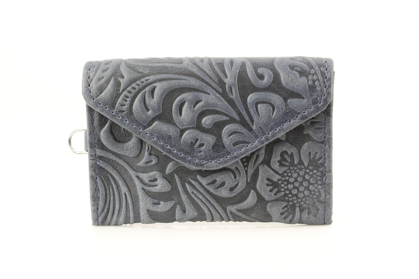 American Bison Small Floral Filigree Wristlet for Women – Compact Card Holder Wallet with Wrist Strap – Minimalist Clutch for ID, Credit Cards & Essentials (Navy)