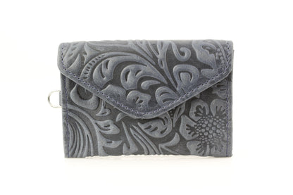 American Bison Small Floral Filigree Wristlet for Women – Compact Card Holder Wallet with Wrist Strap – Minimalist Clutch for ID, Credit Cards & Essentials (Navy)
