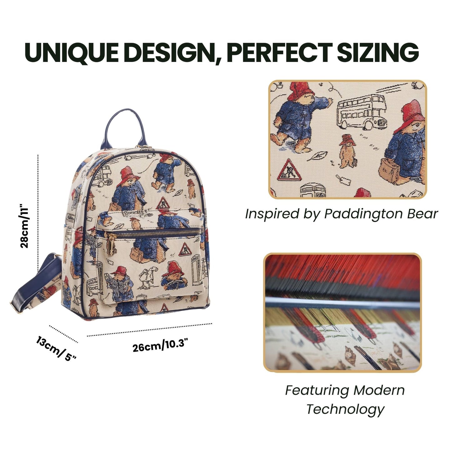 Signare Tapestry Women Backpack Rucksack Casual Daypack With Paddington Bear Design (DAPK-PADD)