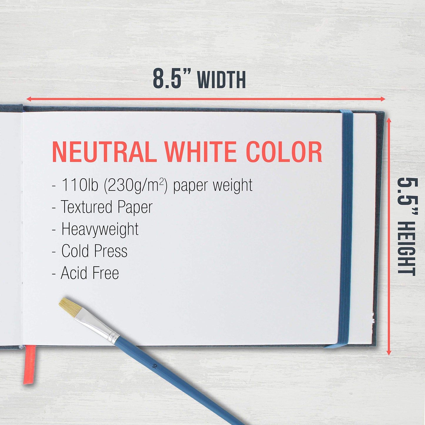 U.S. Art Supply 5.5" x 8.5" Watercolor Book (2 Pack, 76 Sheets Each) - 110lb (230 GSM) Linen-Bound Hardcover Artist Paper Pads - Acid-Free Cold-Pressed Watercolor Paper Pad Mixed Media