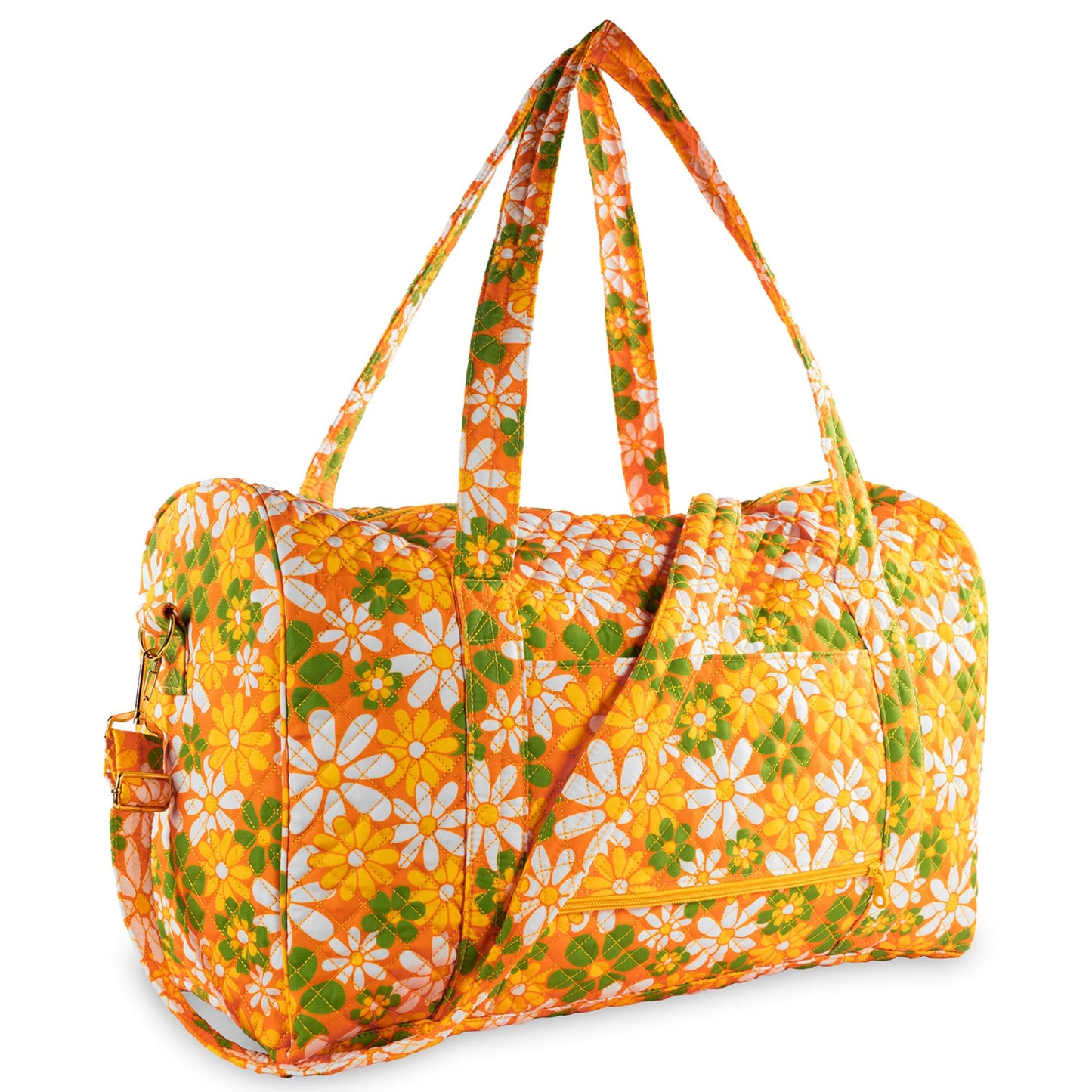 ban.do Quilted Duffel Bag for Women, Large Carry On Travel Weekend Bag with Top and Shoulder Straps, Retro Floral