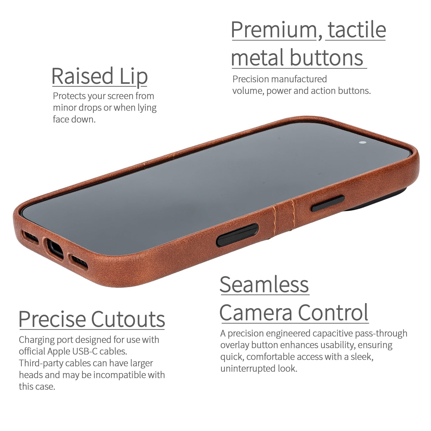 Dockem Card Case for iPhone 17 Pro with Magnetic Mounting Plate, Camera Control Button, Wallet with 2 Holder Slots: M2 Exec Premium Synthetic Leather (Brown)