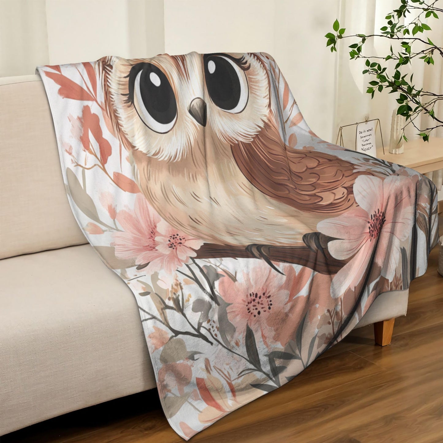 Owl Blanket Cute Animal Floral Fleece Owls Throw Blanket Super Soft Warm Cozy Fuzzy Plush Owl Blanket Gifts for Men Women Girls Boys Kids Teens Room Decor 40"X50"