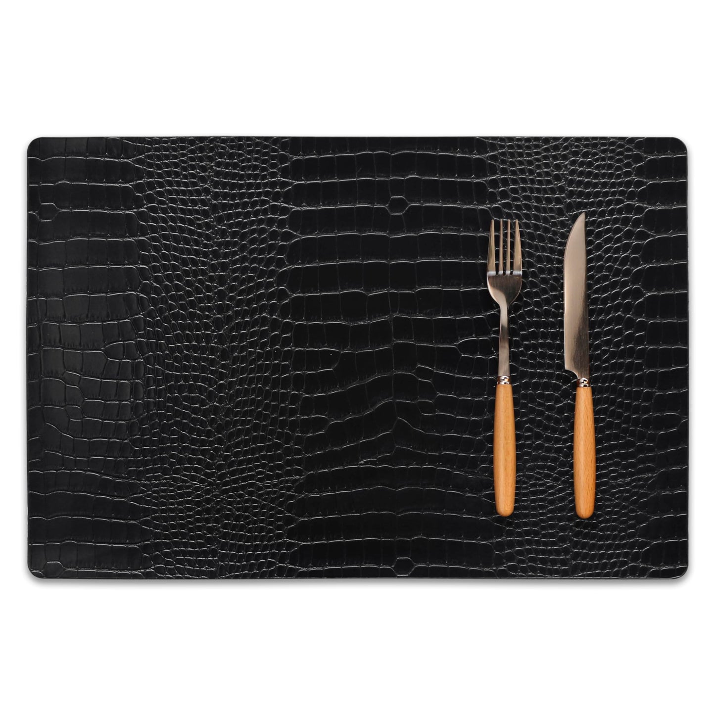 Set of 4 Faux Leather Placemats, PU Table Mats, Waterproof, Stain Resistant, Heat Resistant, Easy to Clean for Kitchen Dining Table,Conference Table