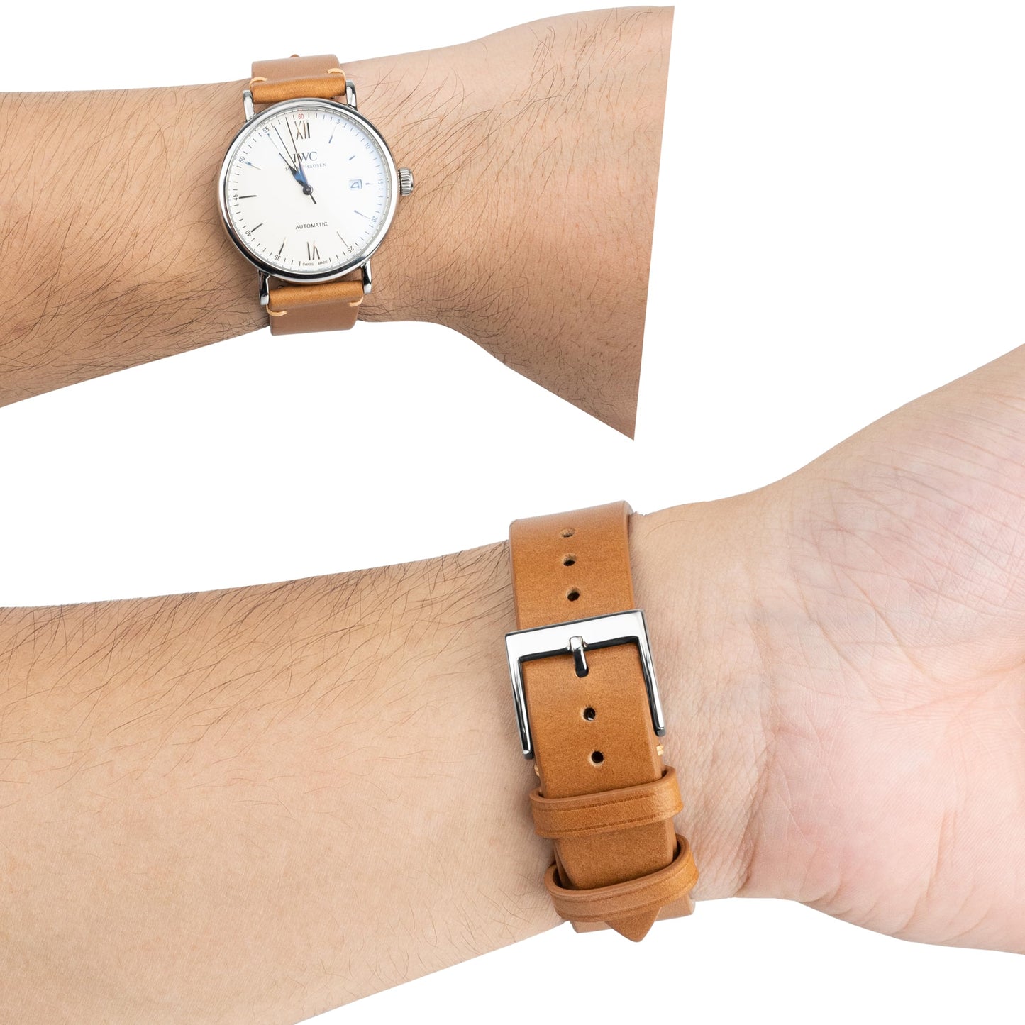 Gomvadr Handmade Slim Vintage Top Grain Leather Watch Strap, Quick Release, 18 mm/19 mm/20 mm/21 mm/22 mm, Silver/Black Buckle, Tan/Brown/Blue/Black/Coffee, Unisex for Men Women (Yellowish Brown with Silver Buckle, 20mm)