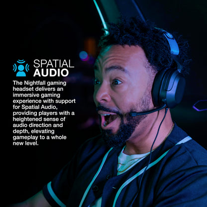 JLab Nightfall Gaming Headset with Near-Field Directional Flip-to-Mute Rotating Boom Mic, 50mm Drivers and Sound Isolating Inner Shelf, Wired 3.5mm for PC, PS5, PS4, Xbox Series X/S, Xbox one, Switch