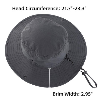 Connectyle Men's Cowboy Sun Hat Wide Brim Fishing Hiking Camping Gardening Hat UV Protection Outdoor Summer Sun Hat Dark Grey