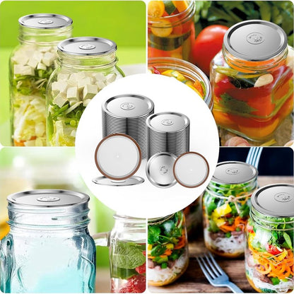 Wide Mouth Canning Lids - 24Pcs Split-Type Metal Mason Jar Lids | Food Grade, Airtight Fit for Ball & Kerr Jars