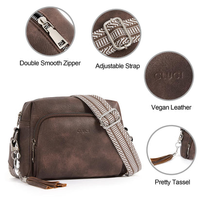 CLUCI Crossbody Bags for Women Trendy, Vegan Leather Shoulder Handbags，Purses for Women with Adjustable Wide Strap
