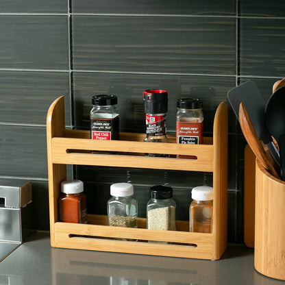 RSVP International Bamboo Collection, Countertop Décor for Kitchen & Tabletop, Spice Rack, 12x2.75x10.25"