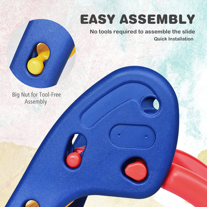 Baby Joy Folding Slide, Indoor First Slide Plastic Play Slide Climber Kids (Ellipse Rail)