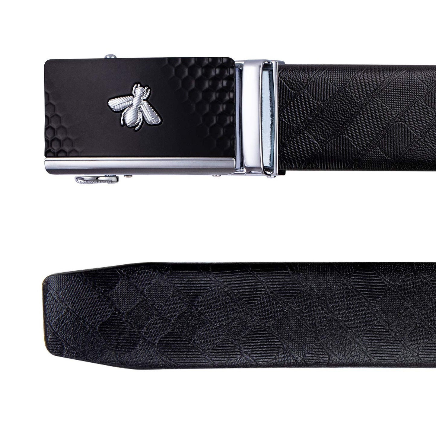 Barry.Wang Men's Ratchet Leather Belt 1 3/8" Adjustable Buckle Sliding Click Designer Casual Dress Golf Belts Fashion Valentine’s Day