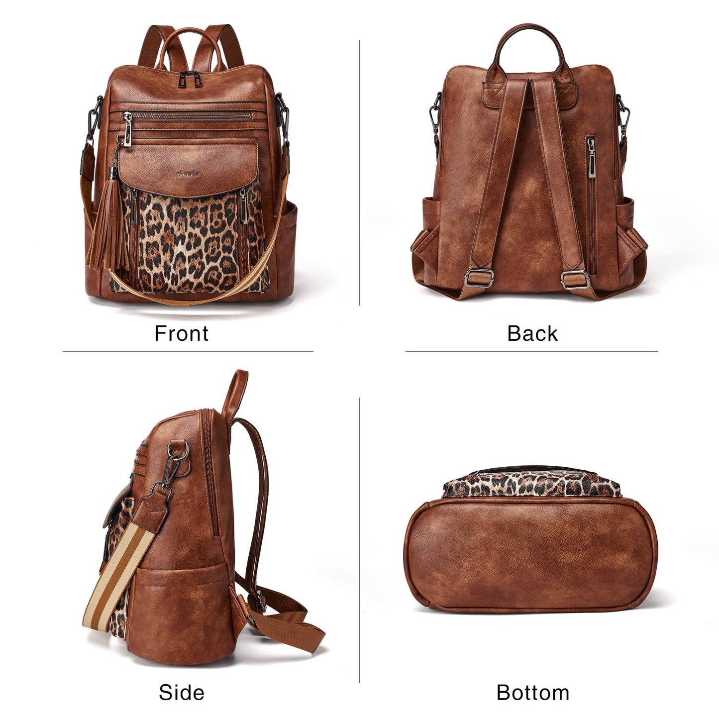 Shrrie Backpack Purse for Women Fashion Leather Backpack Purse Designer Travel Backpack Convertible Shoulder Bag with Wristlet