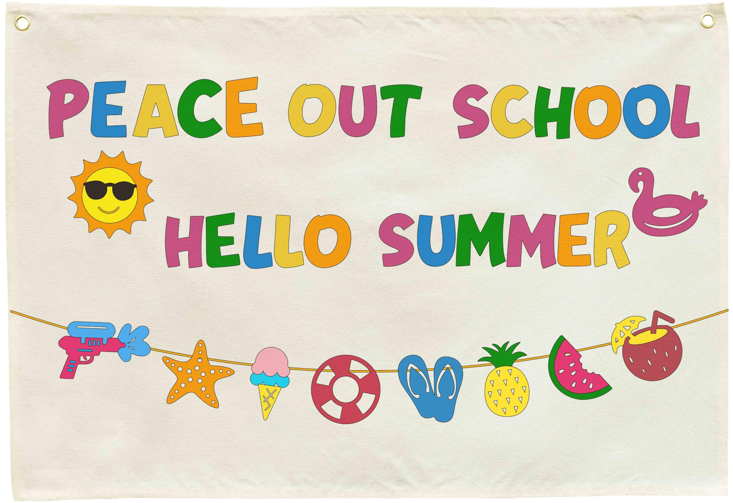Welcome Party Banner Decor Accessories-Rectangular Canvas Banner Poster Wall Sign-Entryway Outdoor Garden Front Door Flag-Birthday Anniversary Wedding Christmas Gift-Peace Our School Hello