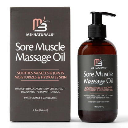M3 Naturals Firming Body Massage Oil with Collagen & Stem Cell – Helps Smooth The Appearance of Cellulite & Improve Skin Texture – Refreshing Aromatherapy Body Oil for Legs & Full Body – 16 Fl Oz
