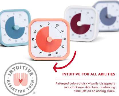 TIME TIMER Home MOD - 60 Minute Kids Visual Timer Home Edition - For Homeschool Supplies Study Tool, Timer for Kids Desk, Office Desk and Meetings with Silent Operation (Dreamsicle Orange)