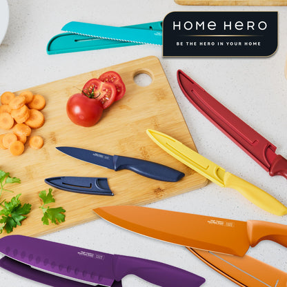 Home Hero Kitchen Knife Set with Sharpener - High Carbon Stainless Steel Knife Block Set with Ergonomic Handles (20 Pcs - Acrylic Black)