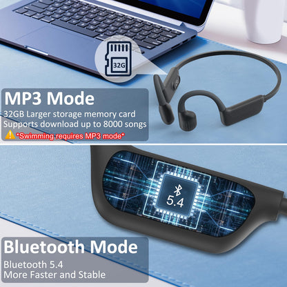 Liquid Silicone Swimming Headphones-Bone Conduction Headphones, IP68 Waterproof Underwater Earphones, LiteSurge Bluetooth Soft/Skin Open Ear Swim Earbuds with 32 GB MP3 Memory for Sport-Jet Black