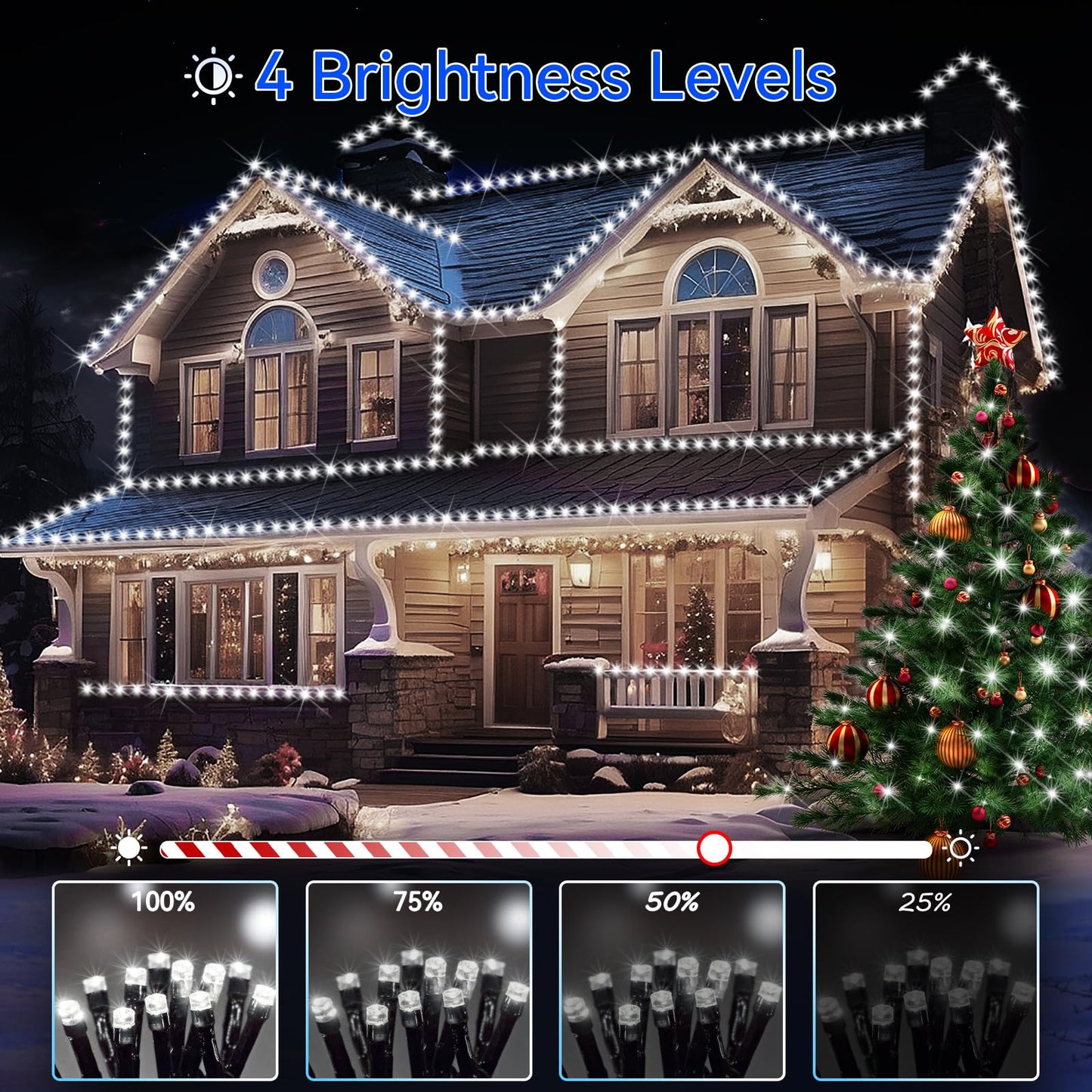 Hezbjiti 2 Pack 1000 LED 403 FT Christmas String Lights Outdoor, 8 Lighting Modes IP44 Waterproof Fairy Lights with Timer and Dimmable Function for Party Tree Decorations (Cold White, Green Wire)