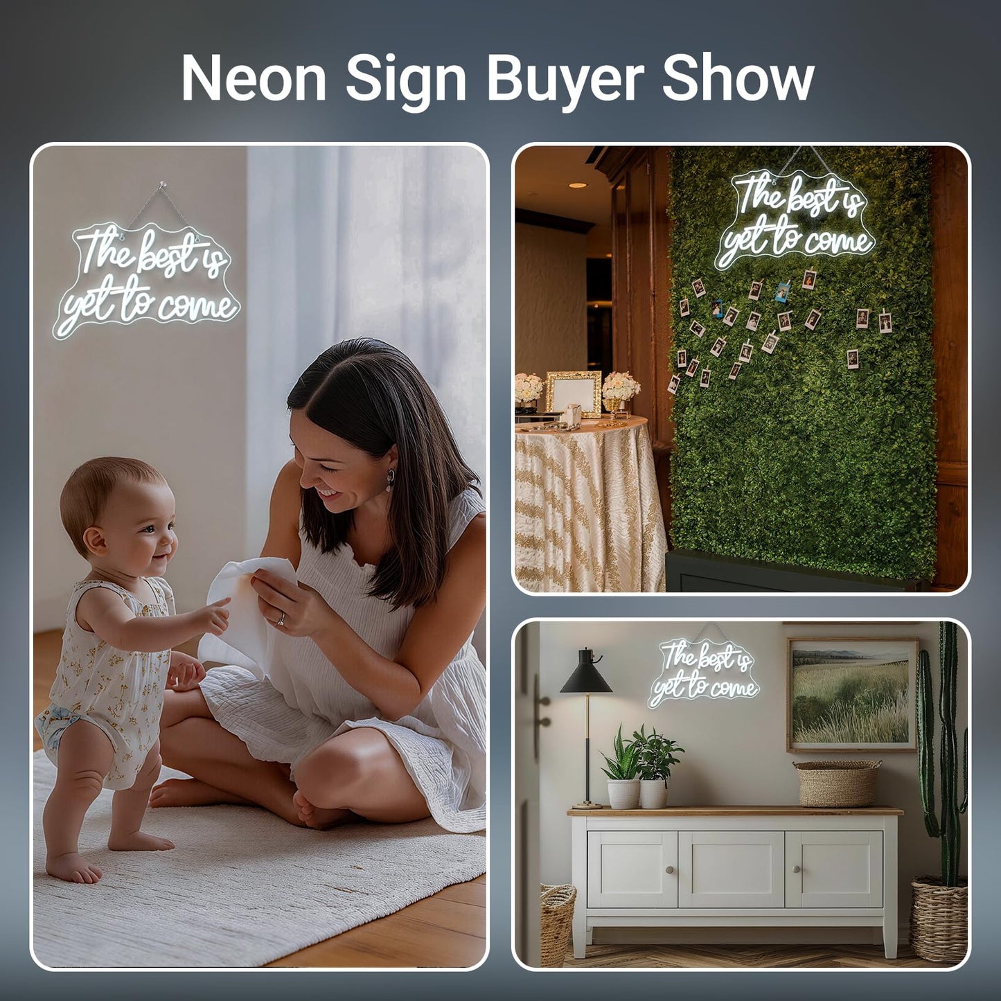 FAXFSIGN The Best Is Yet to Come Neon Sign White Letter Led Neon Lights for Wall Decor Usb Word Light Up Signs for Bedroom Home Bar Wedding Birthday Party Kids Room Teens Gifts