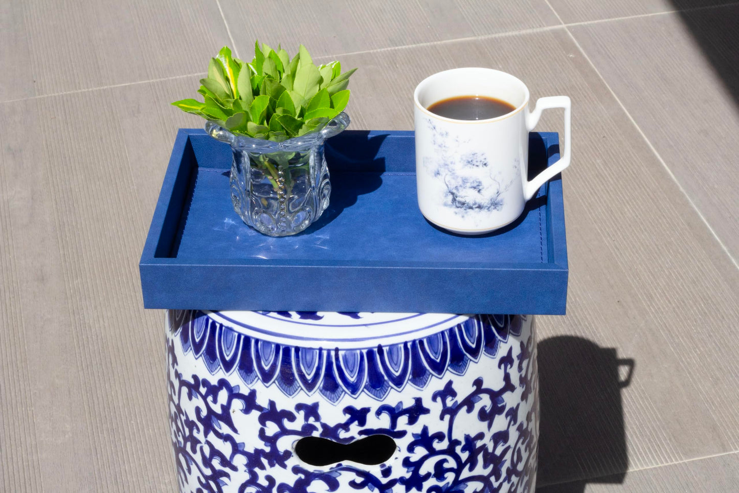 MOENA Faux Leather Tray – Elegant & Versatile Organizer for Home, Office, and Yacht (Matte Cobalt Blue, Small)