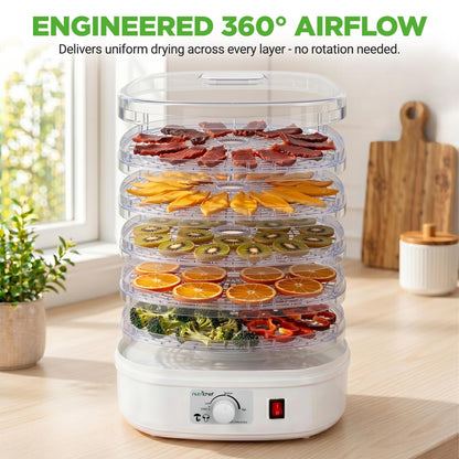 Nutrichef Food Dehydrator Machine | Multi-Tier Appliance for Home Use | Perfect for Beef Jerky, Fruits, Vegetables & Dog Treats | High-Heat Circulation | 5 Stackable Trays