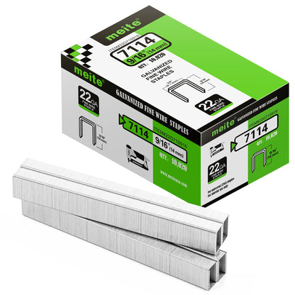 meite 22 Gauge 71 Type 3/8" Crown Wide 9/16" Leg Length Galvanized Staples for Upholstery Stapler, 10,020 Counts/Box (1 Case - 20 Boxes)