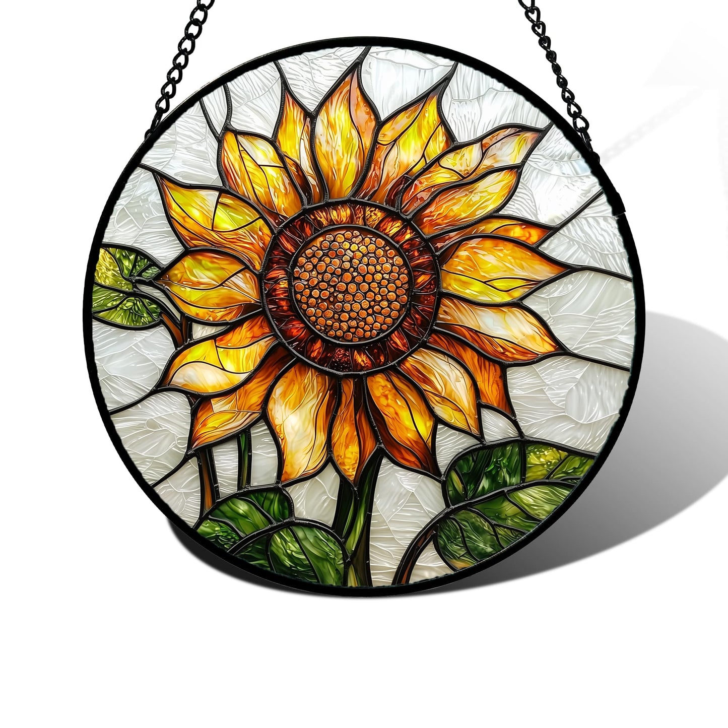 DASTOLL Stained Glass Window Hanging - Sunflower Flower Suncatcher Ready to Hang Window Doors Home Decoration and Christmas, Mother's Day Birthday Gifts for Women, Men, and Mom 6.3x6.3 in