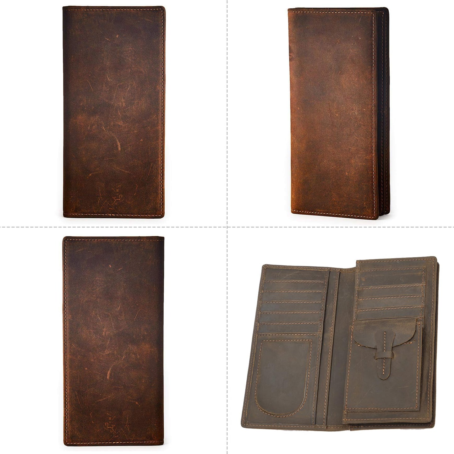 Plinvo Vintage Genuine Leather Wallet for Men, Bifold Slim Design with RFID Blocking and Gift Box (Brown-1)