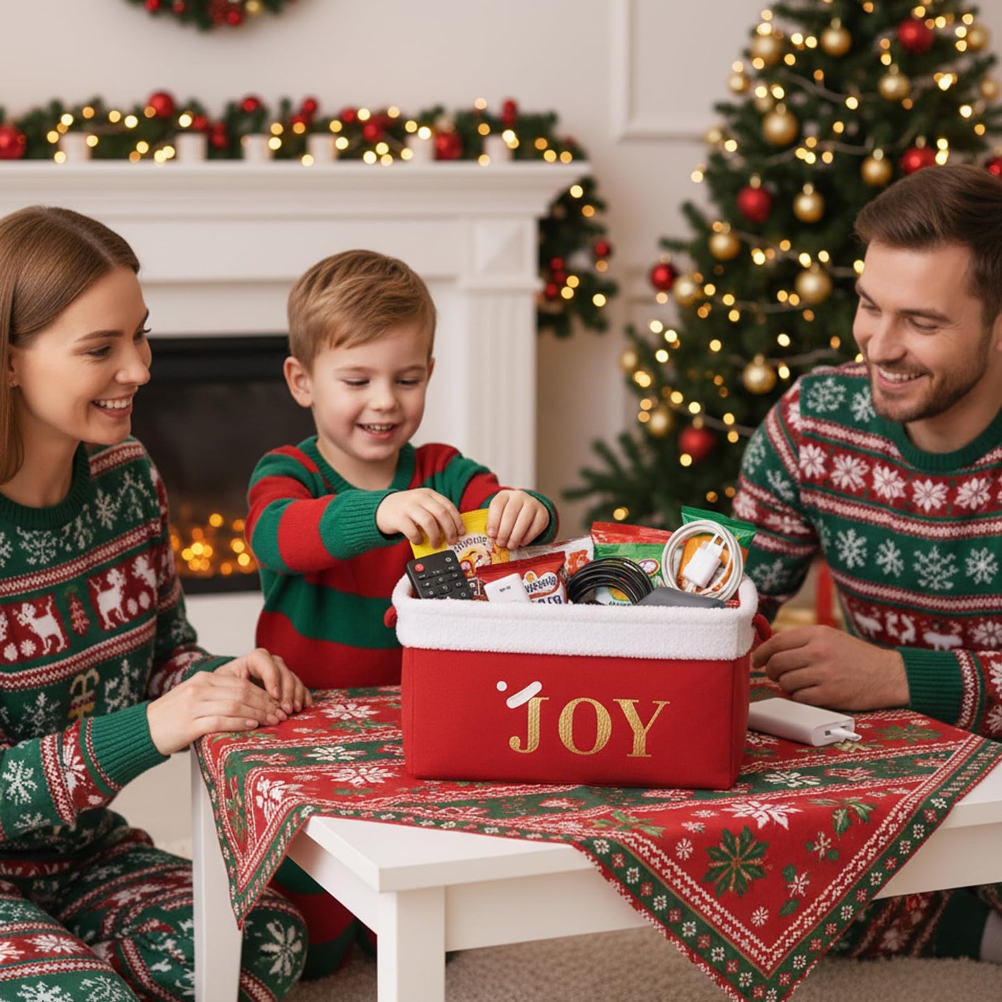 INough Christmas Basket Large Empty Christmas Baskets Red Christmas Gift Baskets with Handles Holiday Storage for Gifts Holiday Christmas Decor for Baby/Kids/Nursery Room