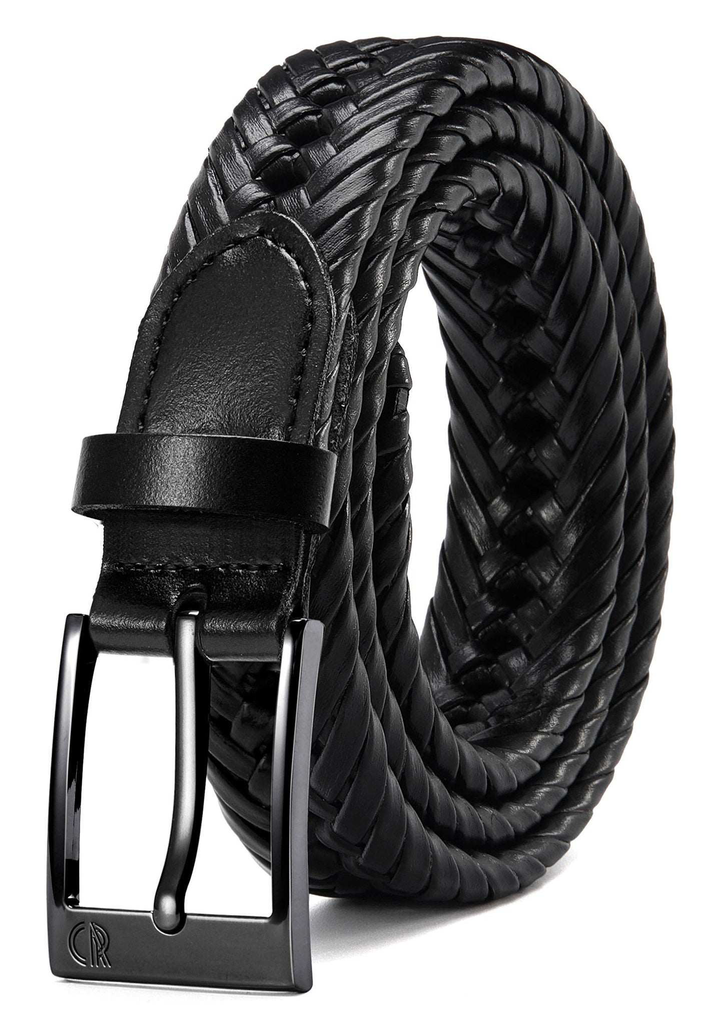 CHAOREN Leather Braided Belts for Men - 1 1/8" Mens Casual Woven Leather Belt for Dress Pant