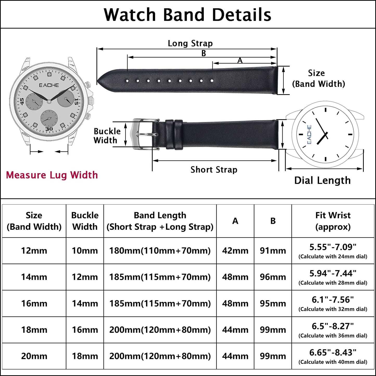 EACHE Quick Release Women Pink Leather Watch bands 20mm Thin Leather Watch Straps for Ladies With Rose Gold Buckle