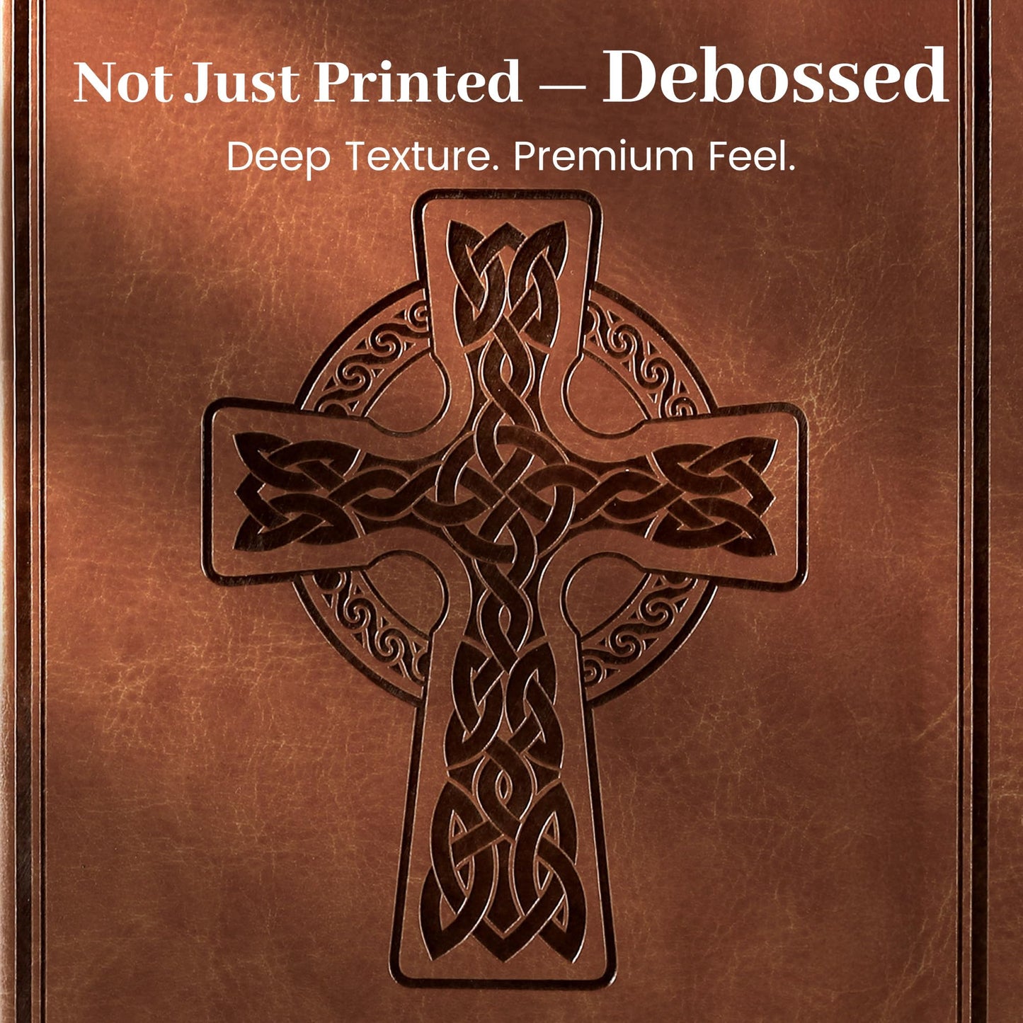 CAGIE Leather Lined Journal Notebook for Men & Women, Debossed Cross, 320 Pages 100 GSM Thick Paper, A5 Hardcover Journaling Notebooks for Writing, 5.7'' X 8.3'' Diary, Brown