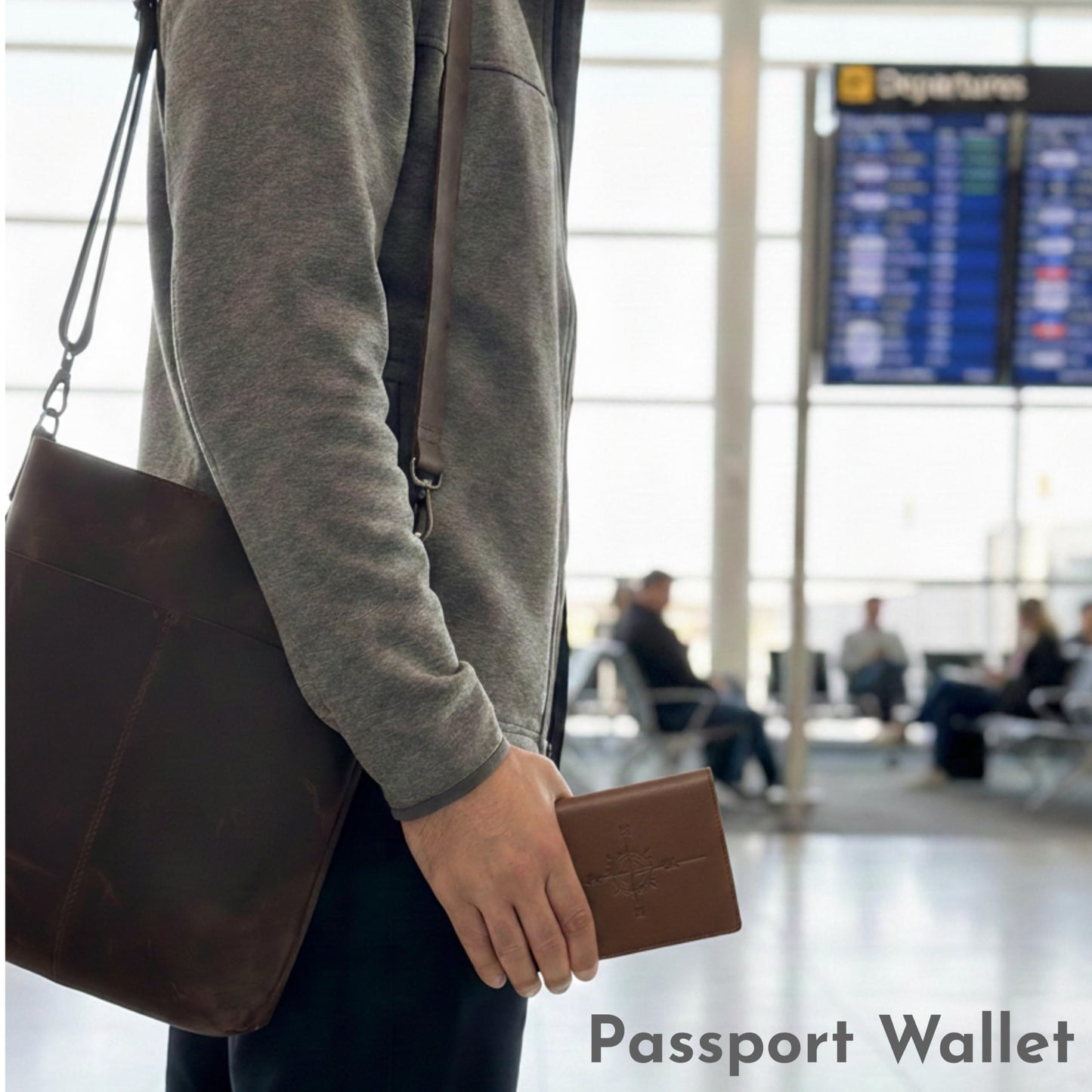 SETTINI Passport Holder for Travel – Genuine Leather RFID Blocking Passport Wallet, Compass Design, 6 Card Slots, ID Window, Fathers Day Gift, Gift-Ready Box