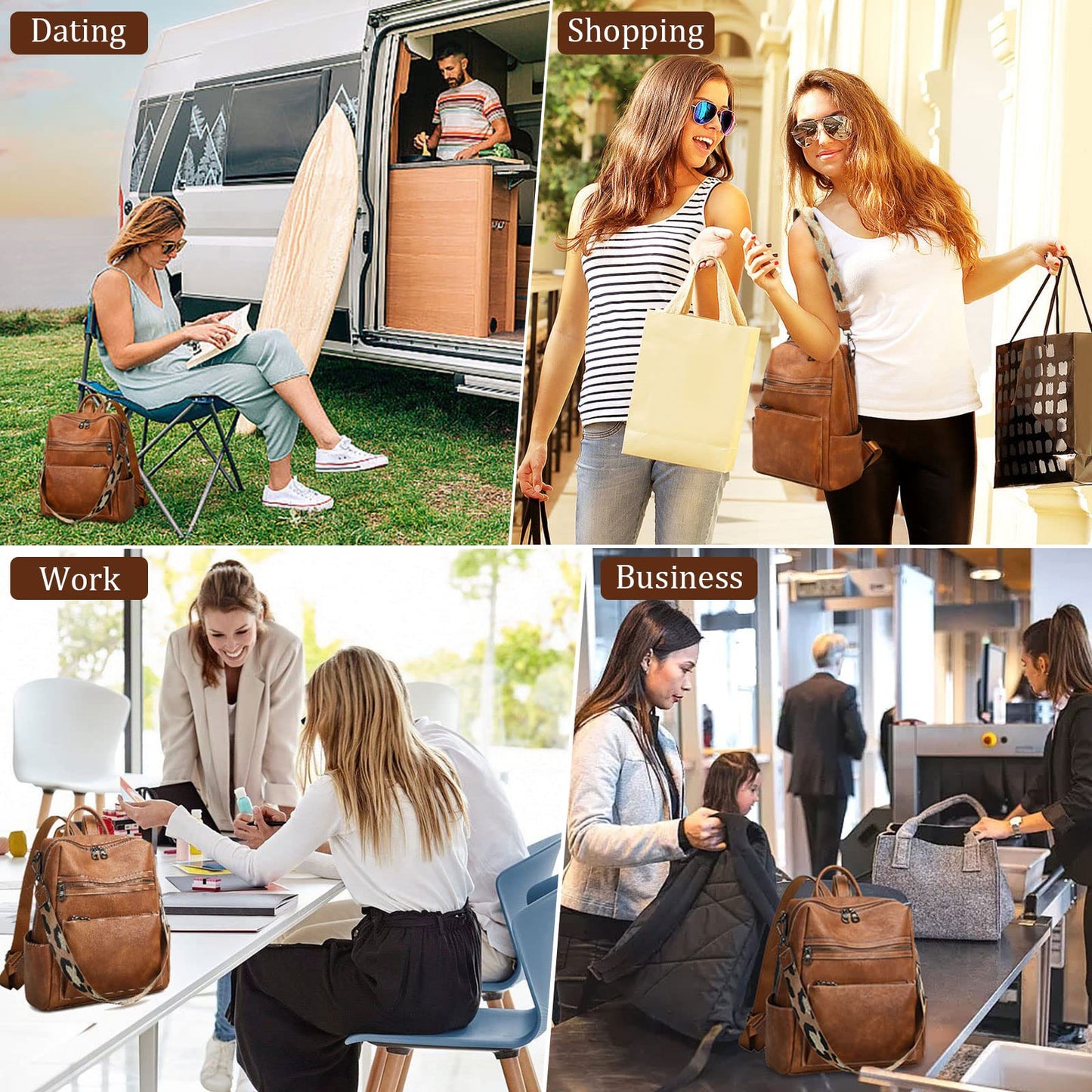 AGLOD Leather Backpack Purse for Women Designer Ladies Shoulder Bag Fashion Faux Work Travel Handbags