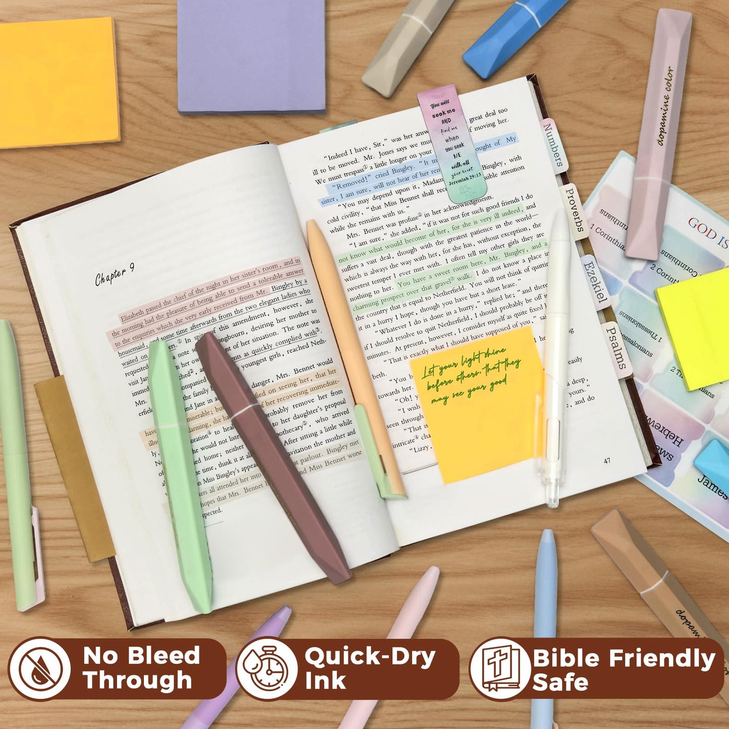 Bible Study Supplies, Bible Journaling Kit for Women, Bibles Highlighters and Pens No Bleed, Notebook Tabs, Christian Gifts for Women Beginner Christian Gifts Bible Study Kit Annotation Kit