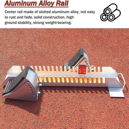 HYUIO 25in Starting Blocks, Track and Field Multi Function Track Blocks for Sprinting 6 Angle Adjustable Aluminum Track Starting Blocks for Athletics Plastic Runway Cinder Track