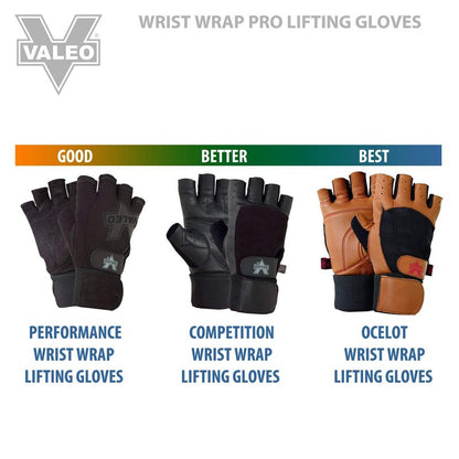 Valeo Industrial V335-WS Pro-Material Handling/Competition Fingerless Lifting Gloves with Wrist Strap, VA5150, Pair, Black, XL
