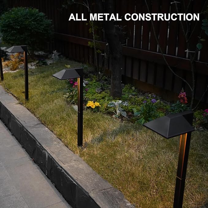 GOODSMANN Low Voltage Landscape Lights - Wired Outdoor Pathway Lights, 0.7W LED, 100 Lumen, Oil Rubbed Bronze Finish, Warm White, Metal Stakes
