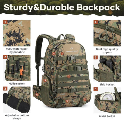 Hunting Backpack - Waterproof 35L Tactical Pack with Rain Cover | Camo Design for Men & Women