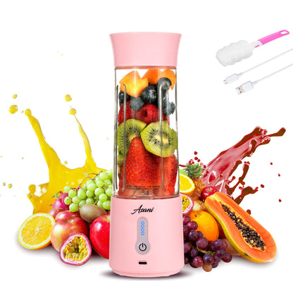 Asani Portable Mini Blender for Shakes and Smoothies, USB Rechargeable, Pink