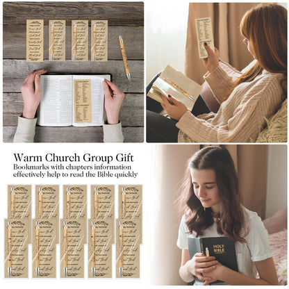 Spakon 100 Sets Fathers Day Gifts for Church Christian Pens Bulk Bible Verse Pen Religious Double Sided Emergency Numbers Bookmark for Men Women Sunday School
