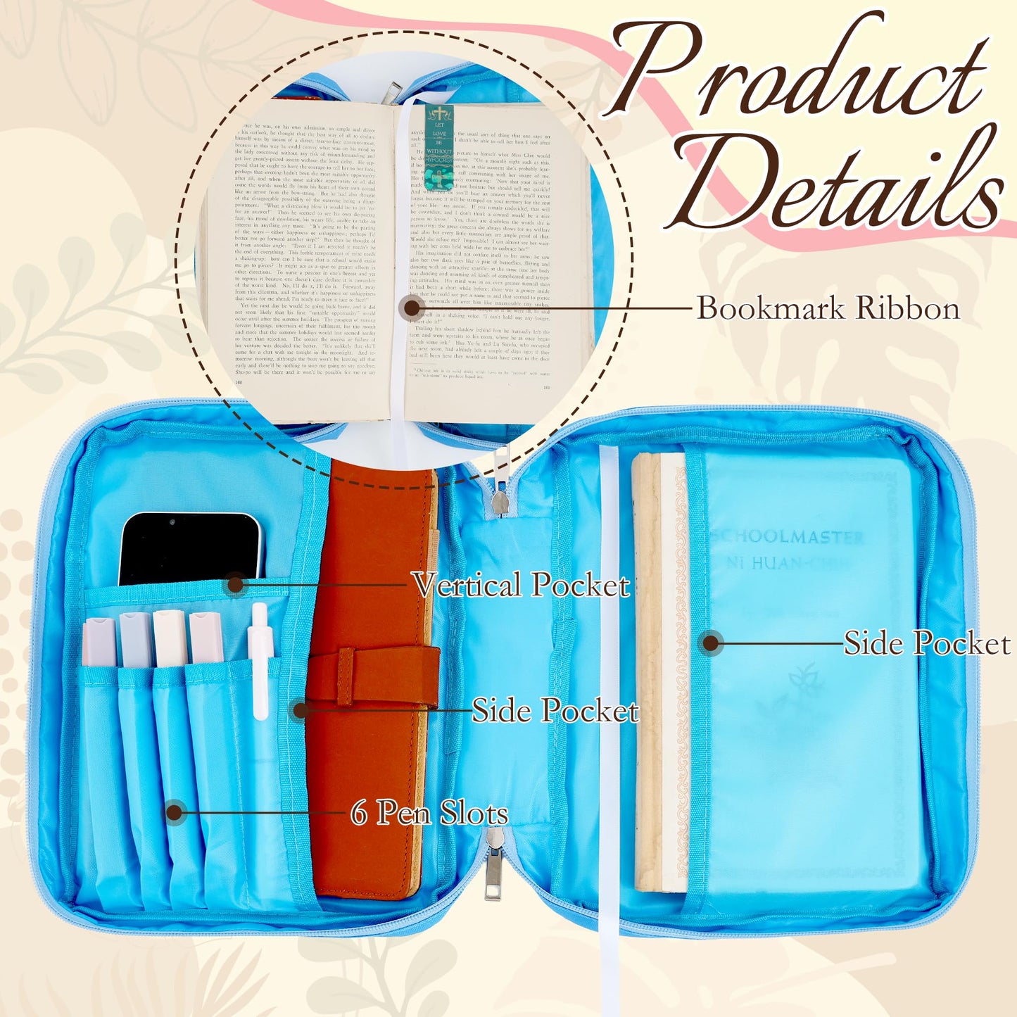 INCOK Bible Journaling Supplies - Bible Journaling Kit God is Within Her Blue Bible Case Bag Tabs Magnetic Bookmarks Gel Pens No Bleed Highlighter Index Tabs Christams Christian Gift for Women