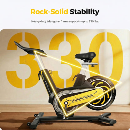 ZAZARI Compact Magnetic Exercise Bike, Space-Saving Rear Flywheel Stationary Bike for Home, 7-Level Lever Resistance, 330 lbs Capacity, Whisper Quiet Indoor Cycling Bike, Black